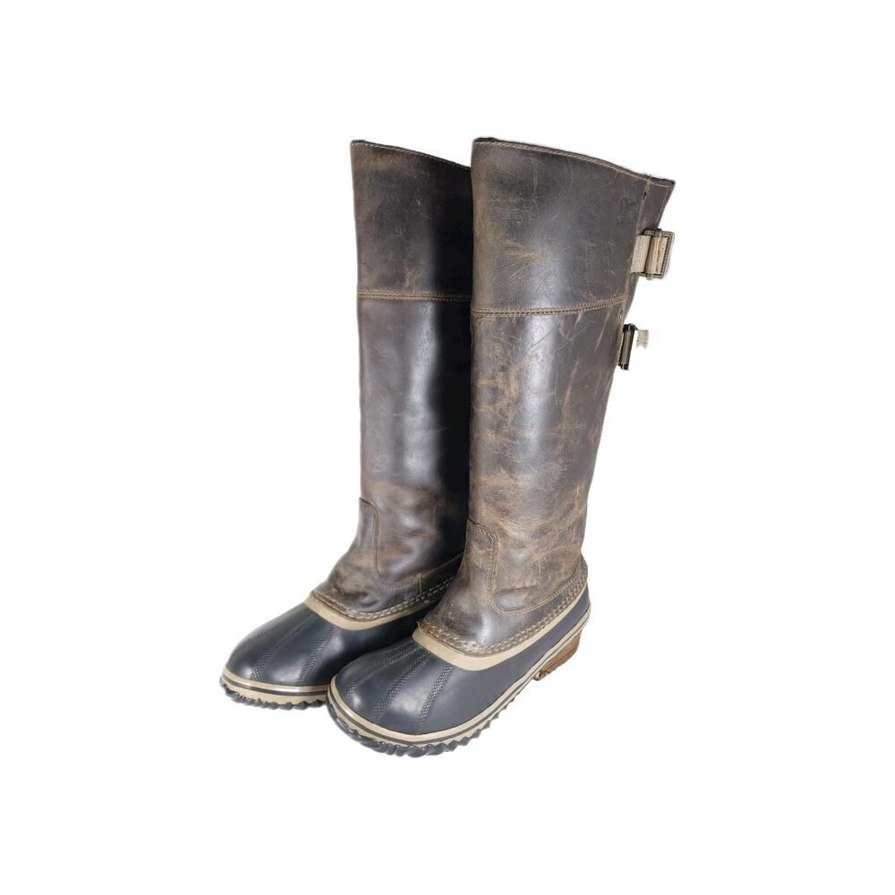 Sorel Women's SlimpackII US7 Brow Leather Tall Waterproof Equestrian Snow Boots